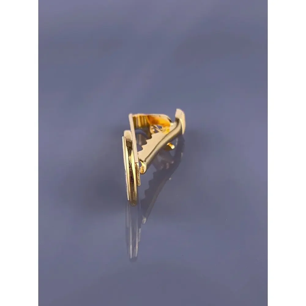 Etched Horse Head Tie Clip Bar Gold Plated Barlow Equestrian Race Left Vintage